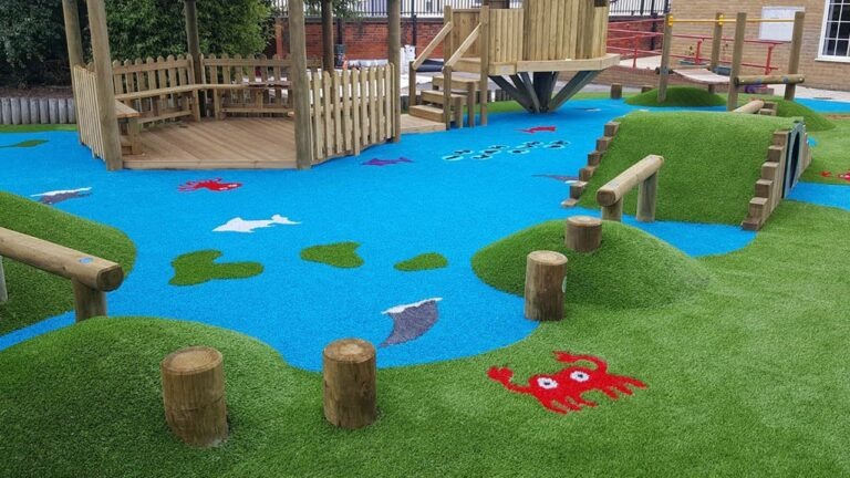 Family garden with artificial grass