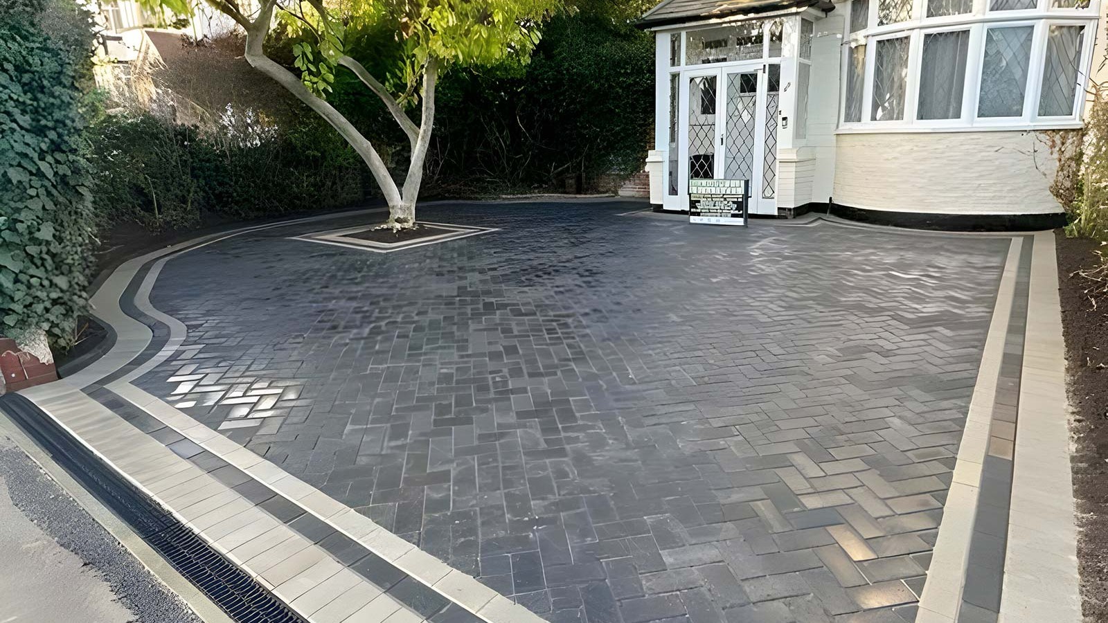Completed block paving front drive