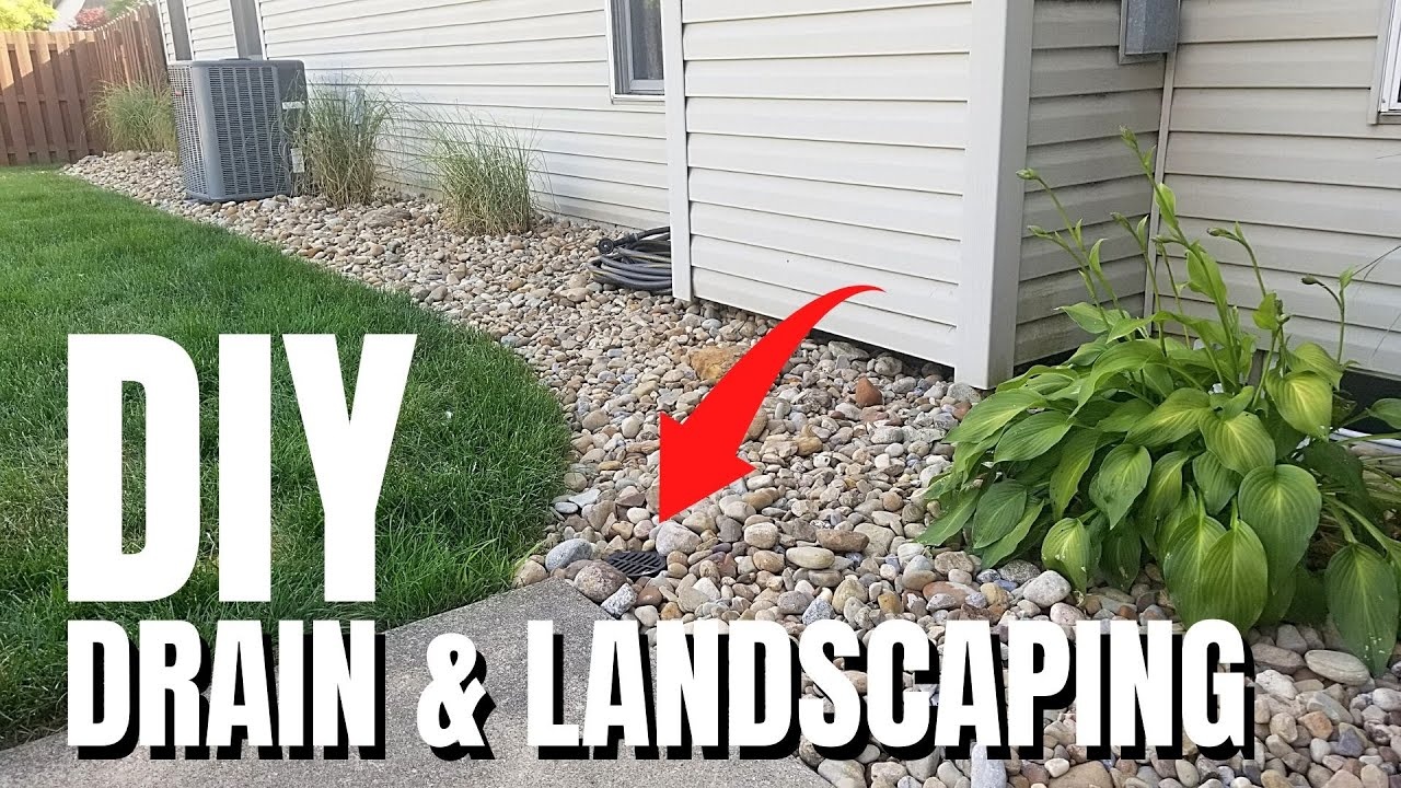 French drain installation in garden