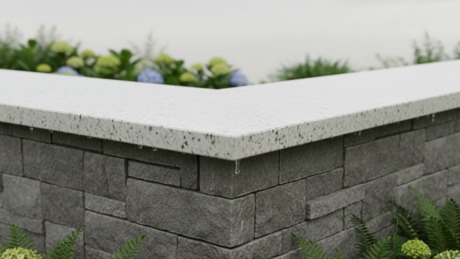 Low raised bed with coping stones