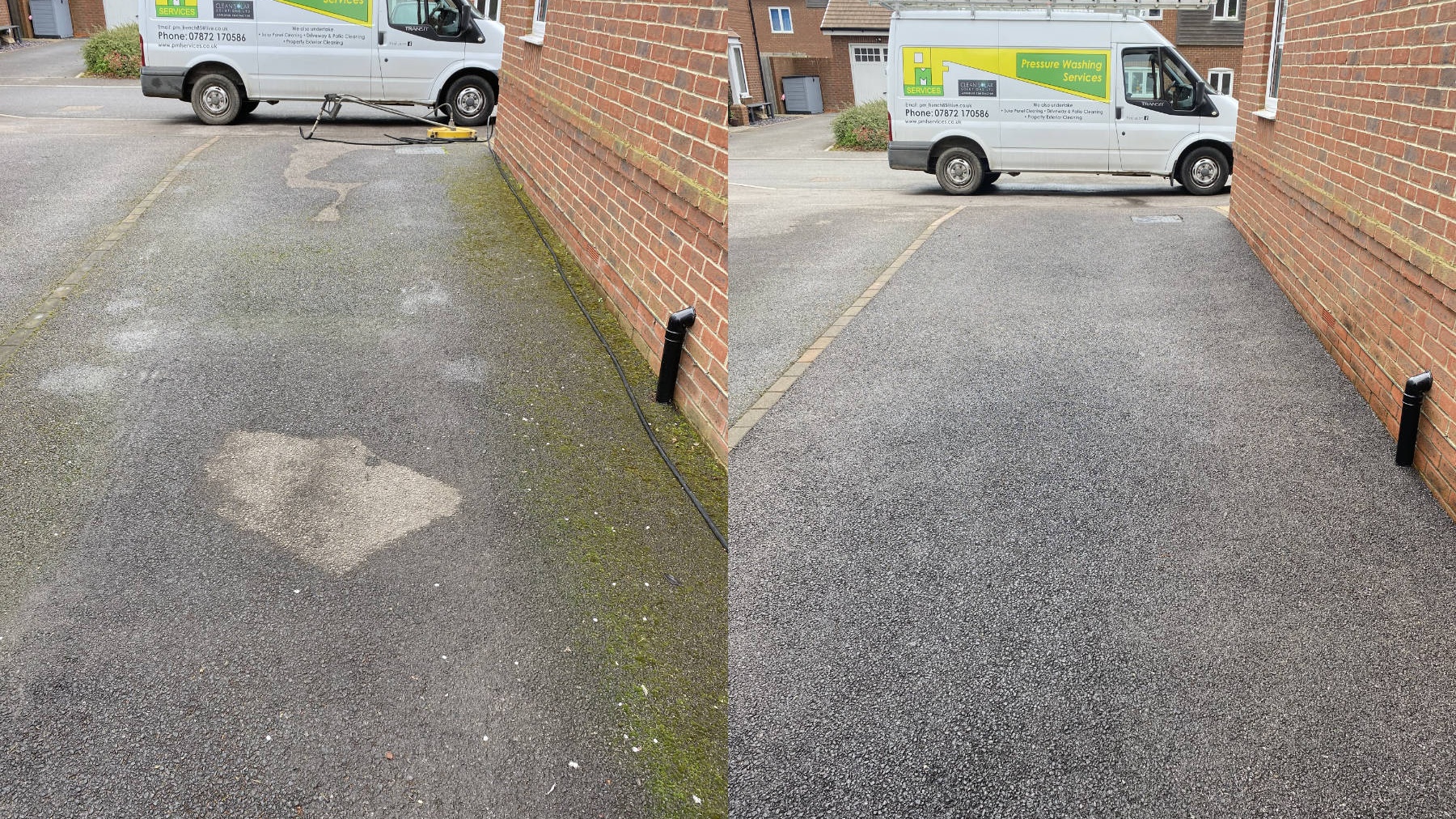 Before and after pressure washing