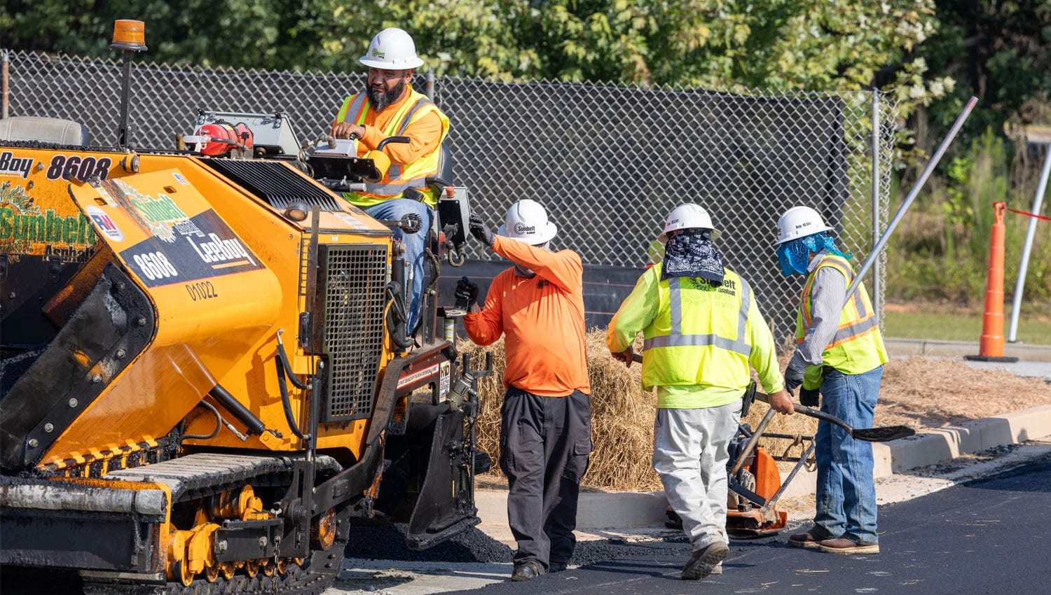 Team working on a paving project